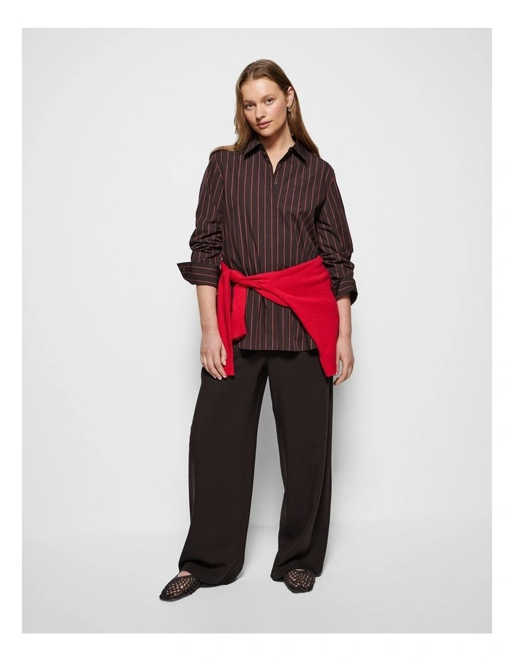 Good Earth Cotton Demi Shirt in Bitter Chocolate Stripe image 7