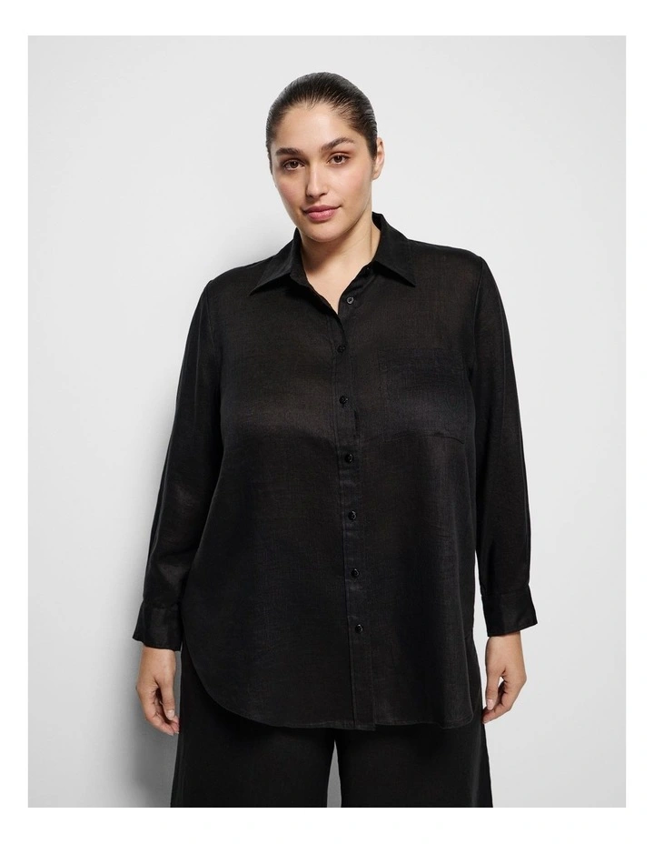 Pocket Linen Shirt in Black image 1