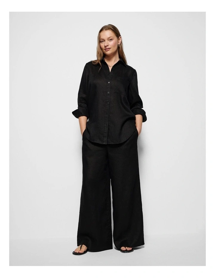 Pocket Linen Shirt in Black image 7