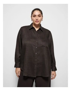 Pocket Linen Shirt in Bitter Chocolate