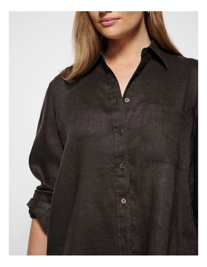 Pocket Linen Shirt in Bitter Chocolate image 6