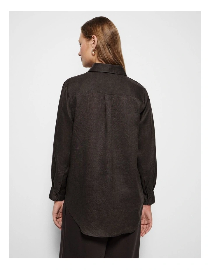 Pocket Linen Shirt in Bitter Chocolate image 7