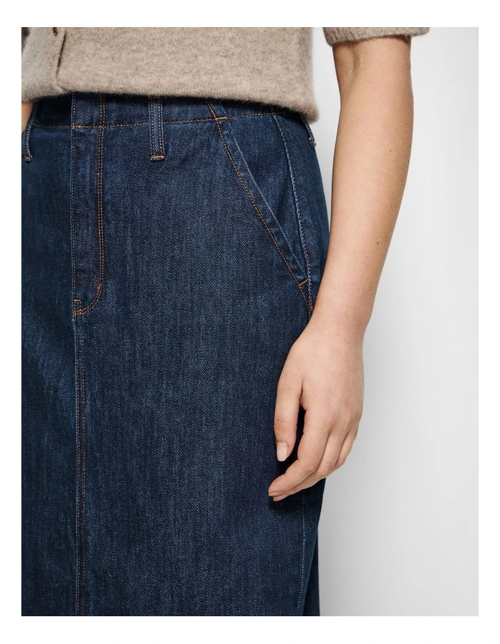 Caroline Skirt in Raw Denim image 7