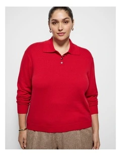 Erin Knit Polo in Rouge