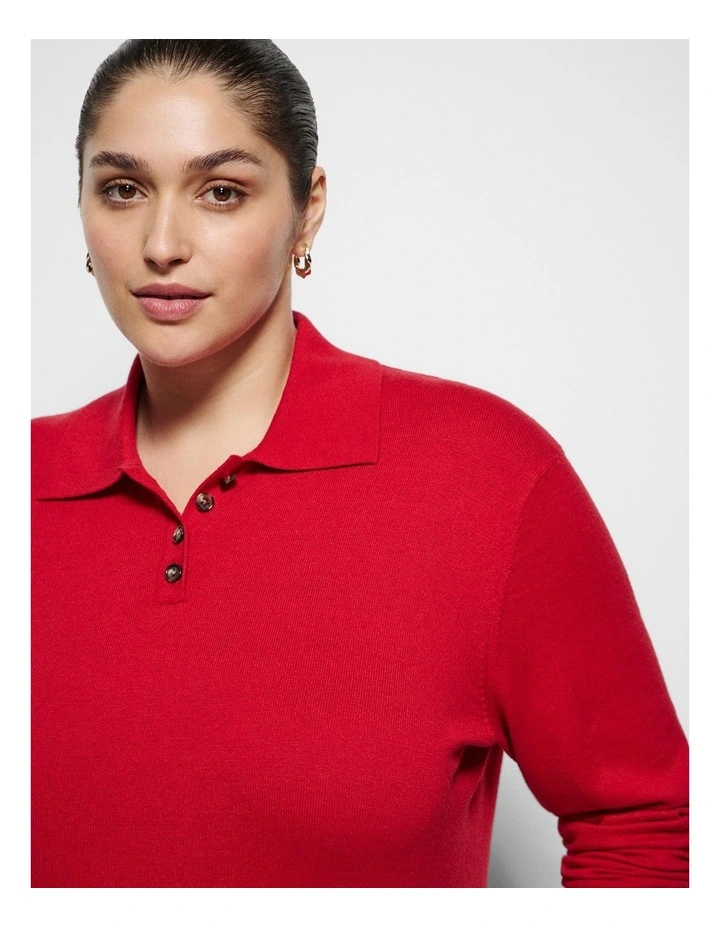Erin Knit Polo in Rouge image 2