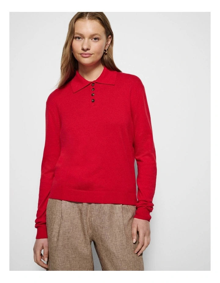 Erin Knit Polo in Rouge image 5
