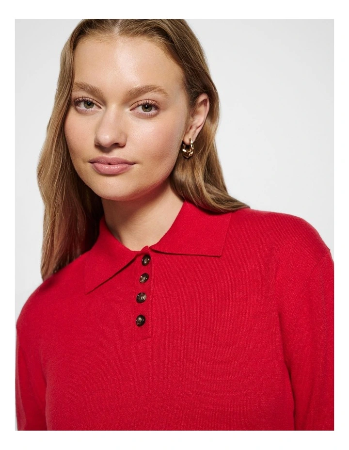 Erin Knit Polo in Rouge image 6
