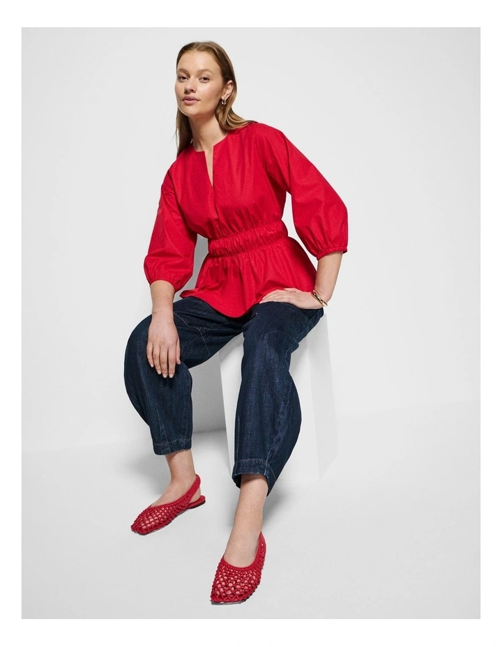 Remi Woven Flat in Rouge image 2