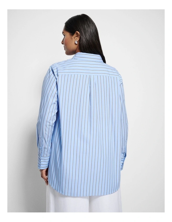 Good Earth Cotton Demi Shirt in Cornflower Stripe image 3