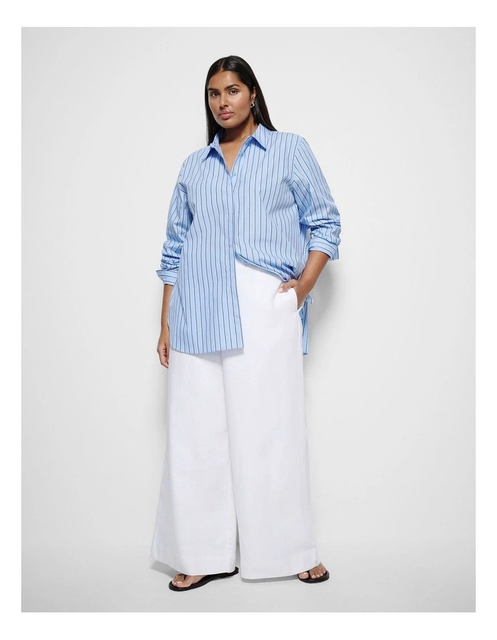 Good Earth Cotton Demi Shirt in Cornflower Stripe image 4