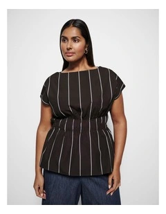 Lorraine Top in Bitter Chocolate Multi Stripe