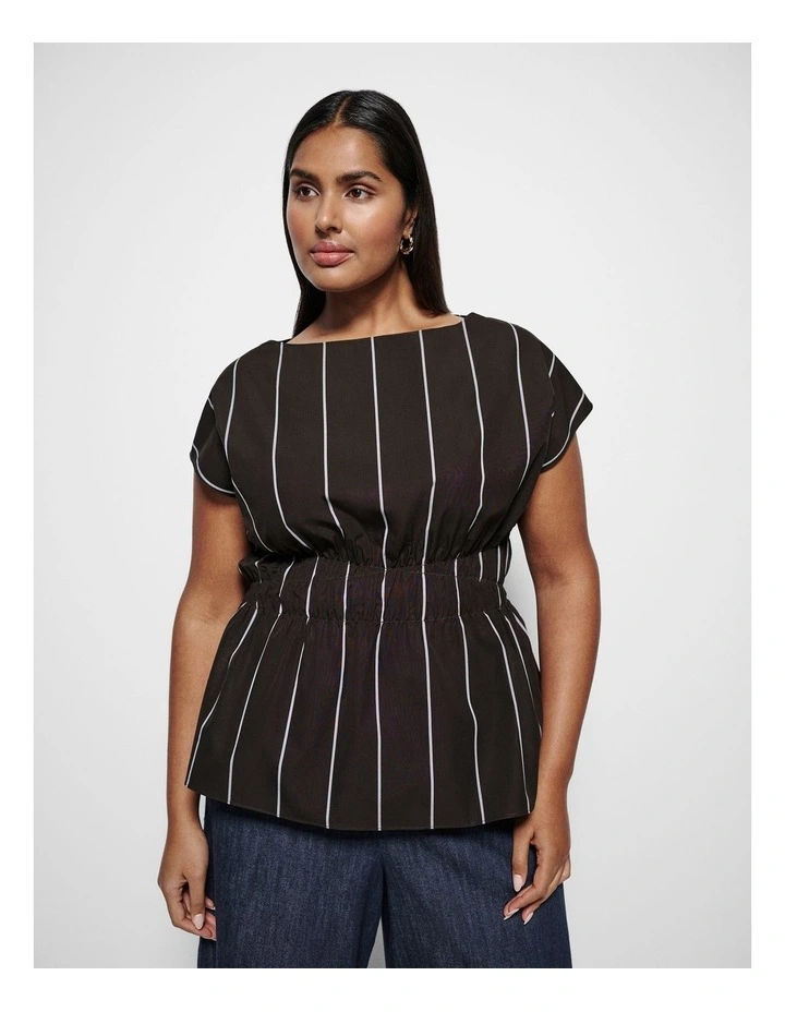 Lorraine Top in Bitter Chocolate Multi Stripe image 1