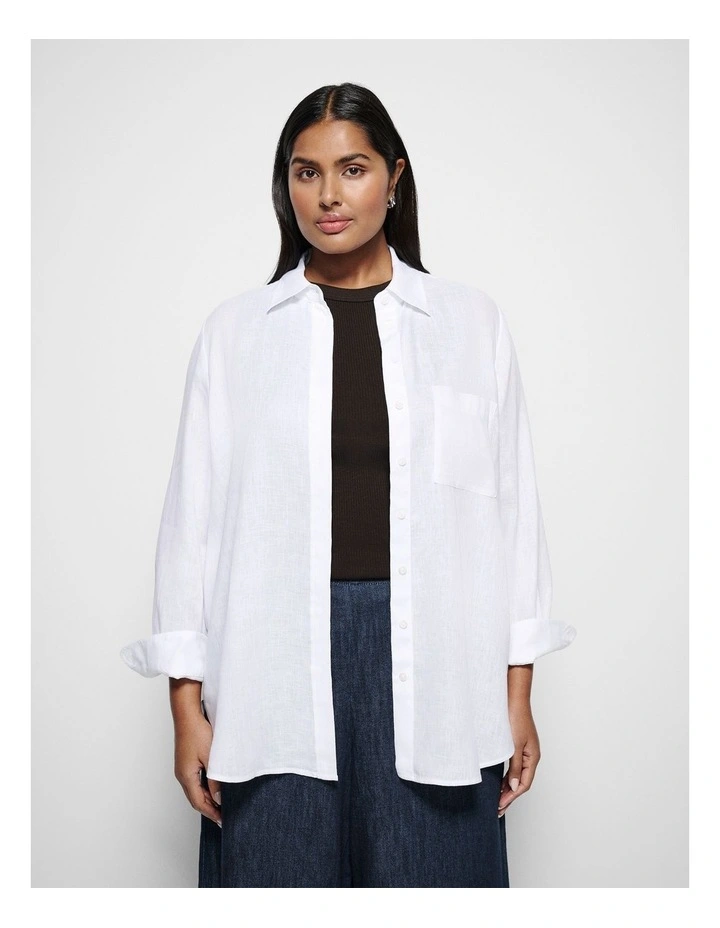 Pocket Linen Shirt in White image 1