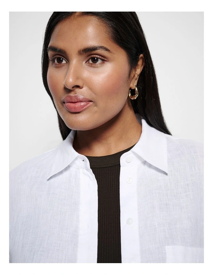 Pocket Linen Shirt in White image 2