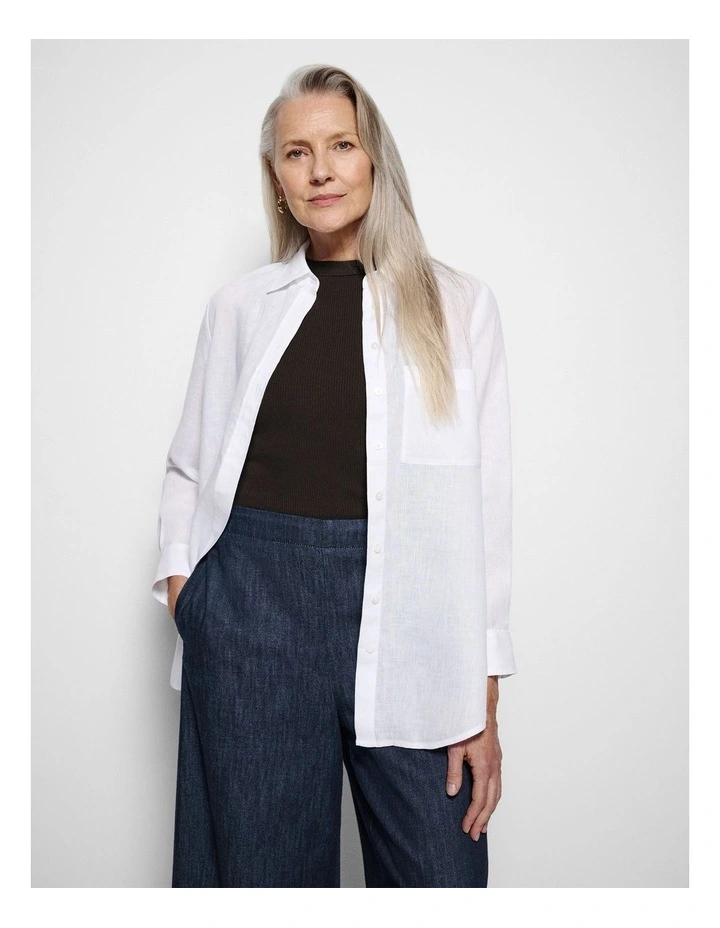 Pocket Linen Shirt in White image 5