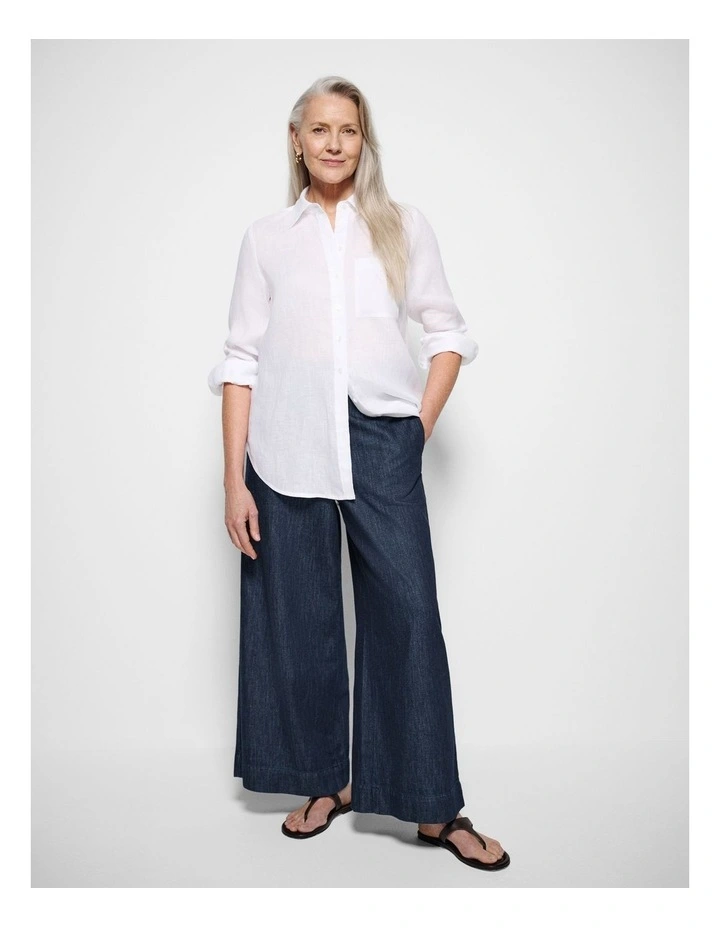 Pocket Linen Shirt in White image 7