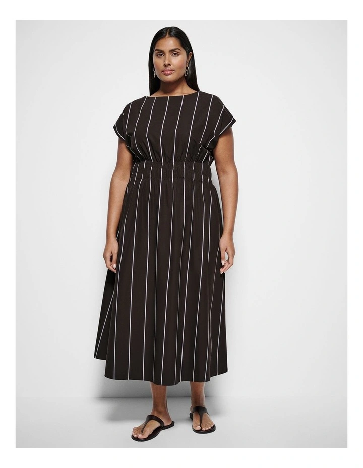 Lorraine Dress in Bitter Chocolate Multi Stripe image 1