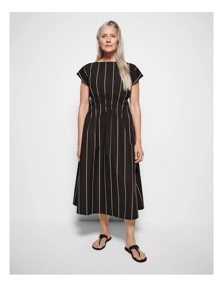 Lorraine Dress in Bitter Chocolate Multi Stripe image 5