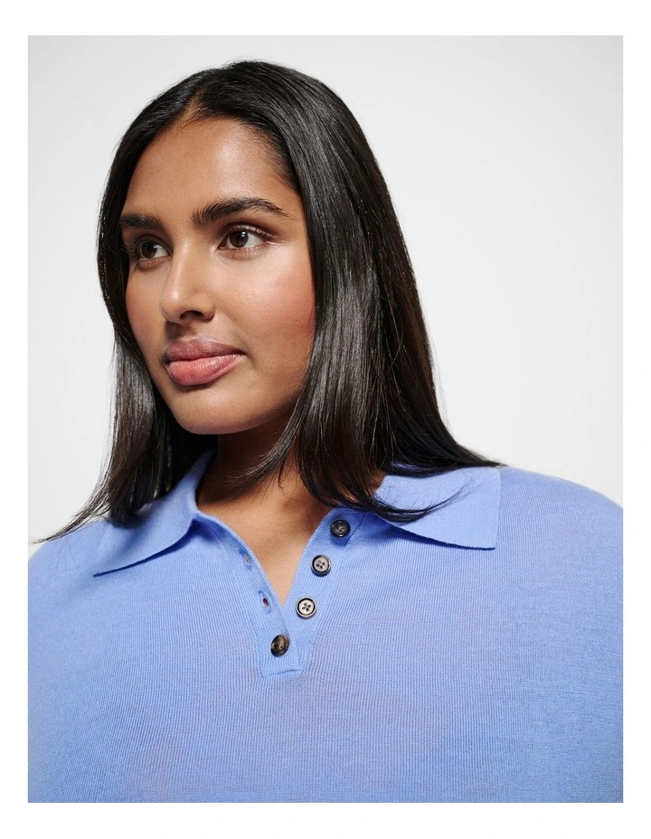 Dakota Knit Polo in Cornflower image 2