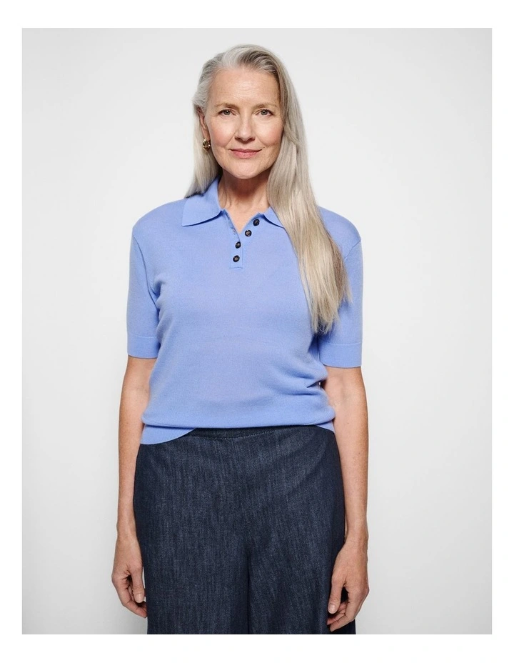 Dakota Knit Polo in Cornflower image 5