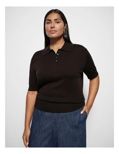 Dakota Knit Polo in Bitter Chocolate