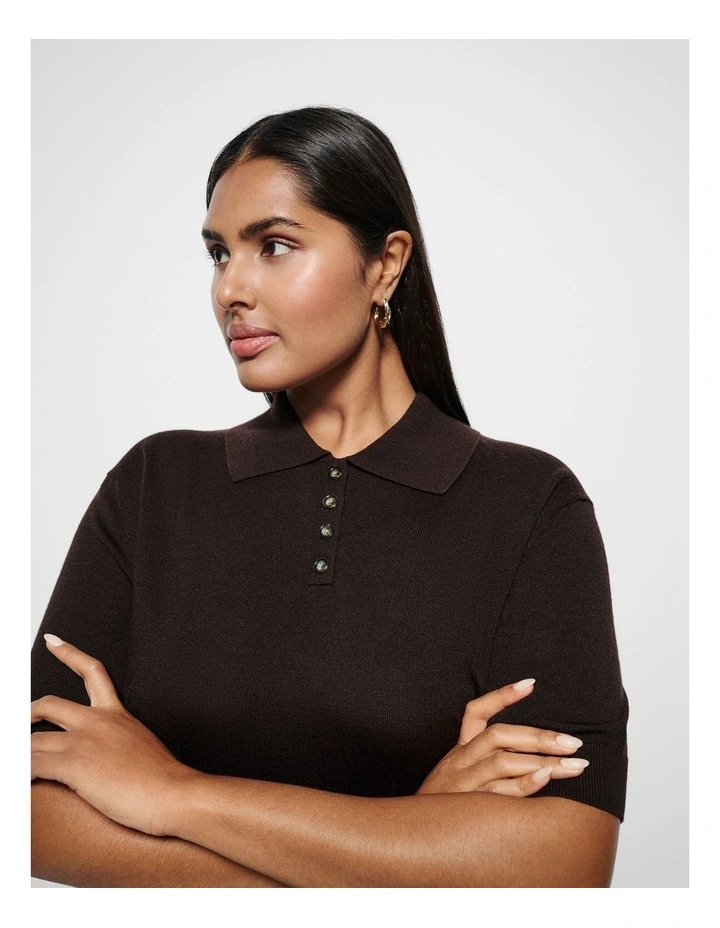 Dakota Knit Polo in Bitter Chocolate image 2