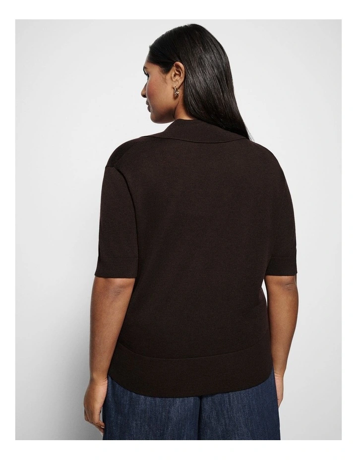 Dakota Knit Polo in Bitter Chocolate image 3