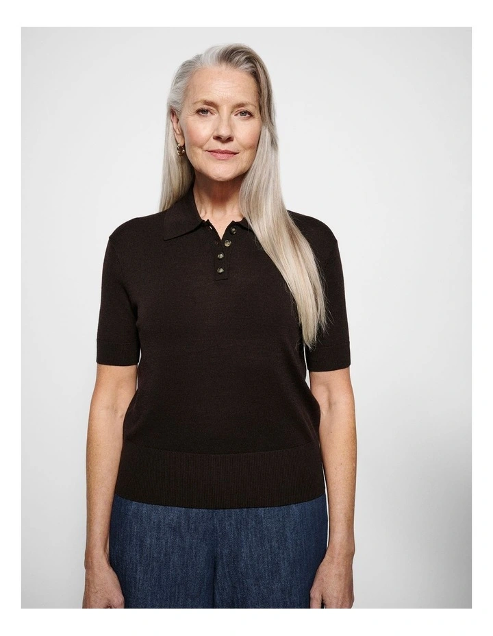 Dakota Knit Polo in Bitter Chocolate image 5