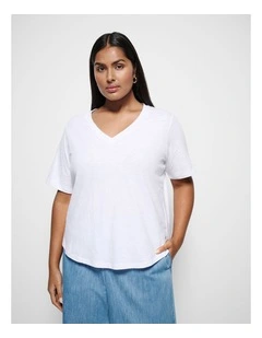 Rue V Neck Tee in White