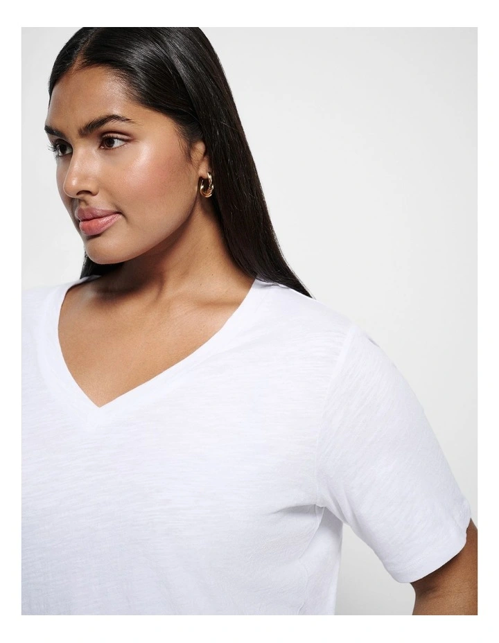 Rue V Neck Tee in White image 2