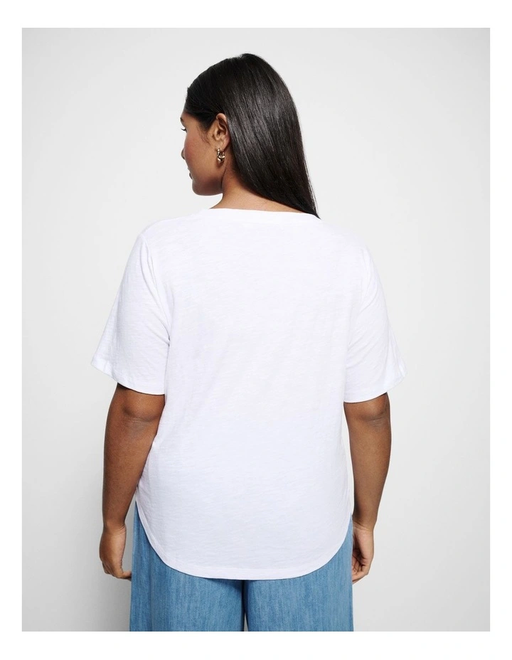 Rue V Neck Tee in White image 3
