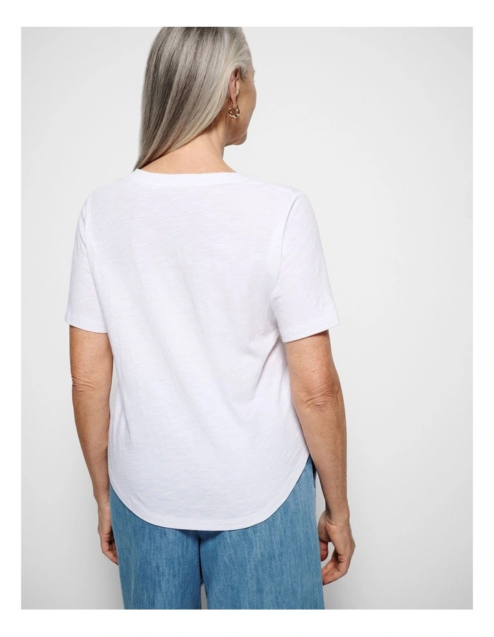 Rue V Neck Tee in White image 7