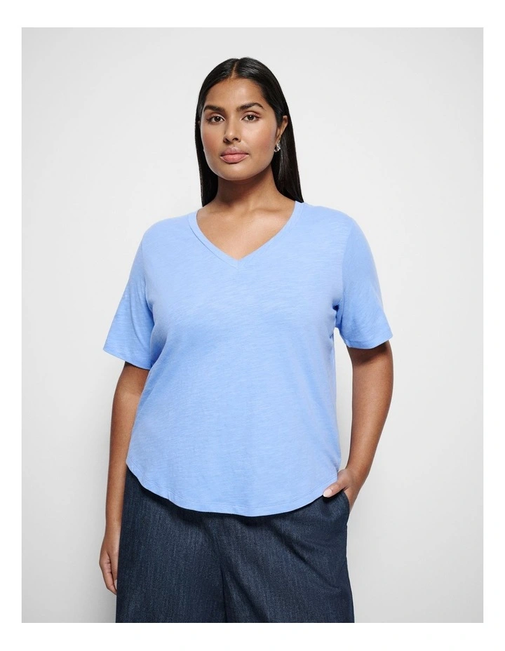 Rue V Neck Tee in Cornflower image 1