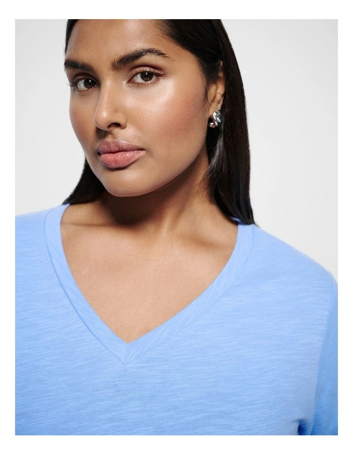 Rue V Neck Tee in Cornflower image 2