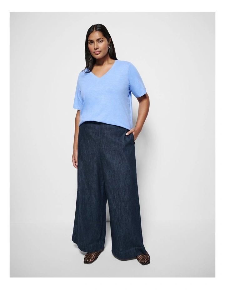 Rue V Neck Tee in Cornflower image 4