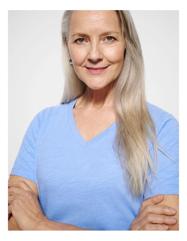 Rue V Neck Tee in Cornflower image 6