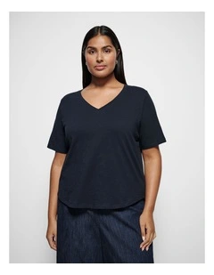 Rue V Neck Tee in True Navy