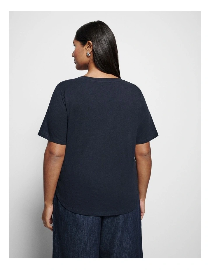 Rue V Neck Tee in True Navy image 3