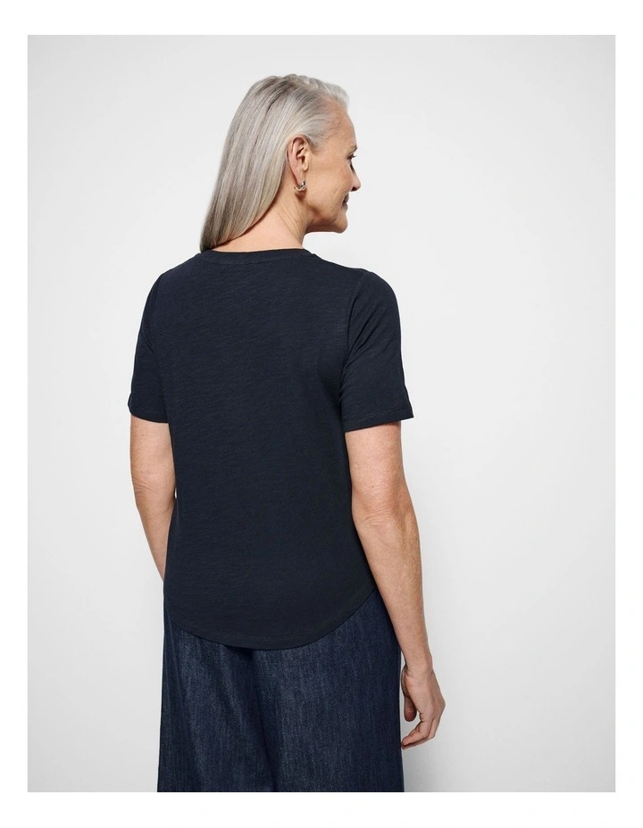 Rue V Neck Tee in True Navy image 7