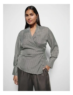 Quinn Top in Bitter Chocolate Geo Print