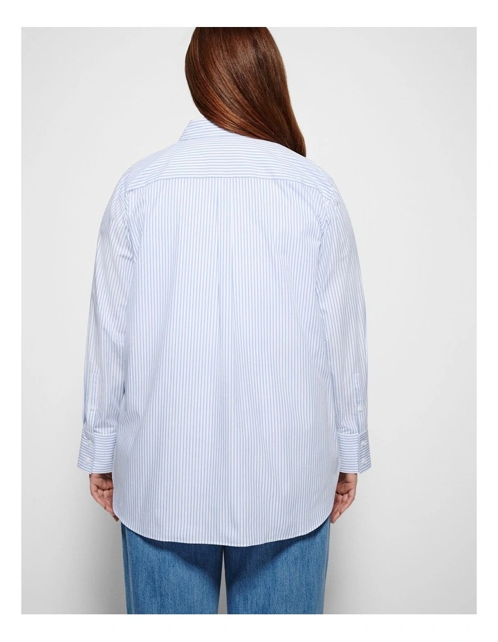 Good Earth Cotton Demi Shirt in Classic Blue Stripe image 3