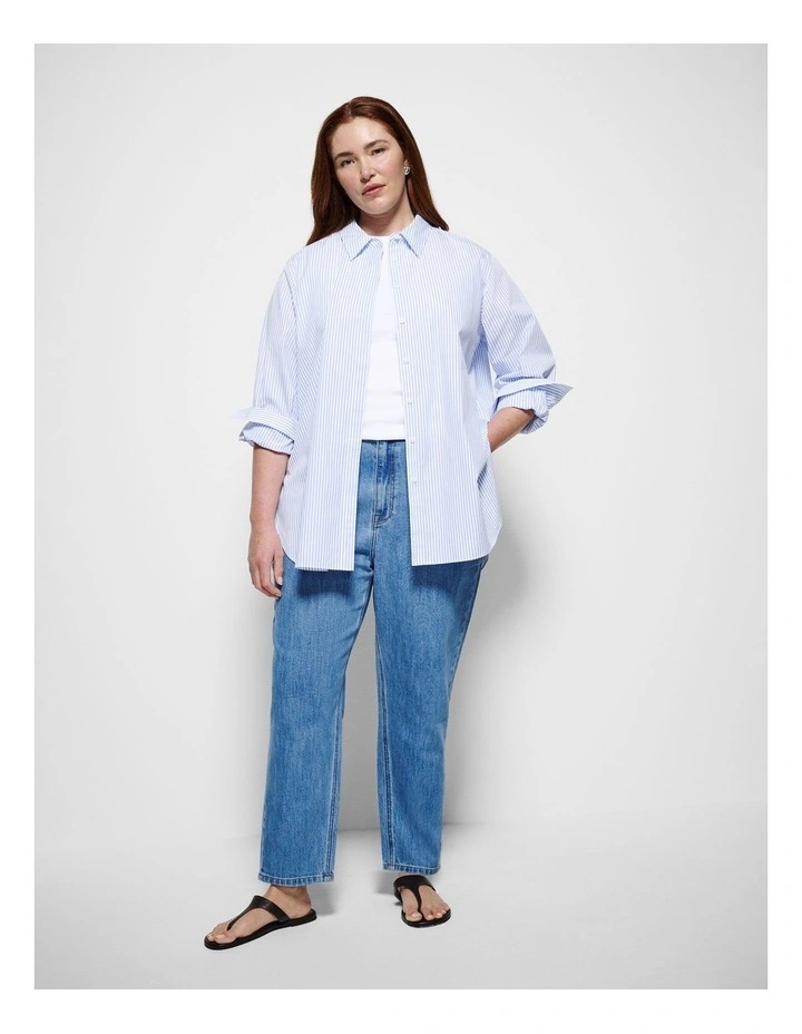 Good Earth Cotton Demi Shirt in Classic Blue Stripe image 4