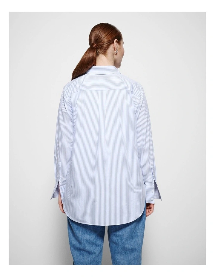 Good Earth Cotton Demi Shirt in Classic Blue Stripe image 6