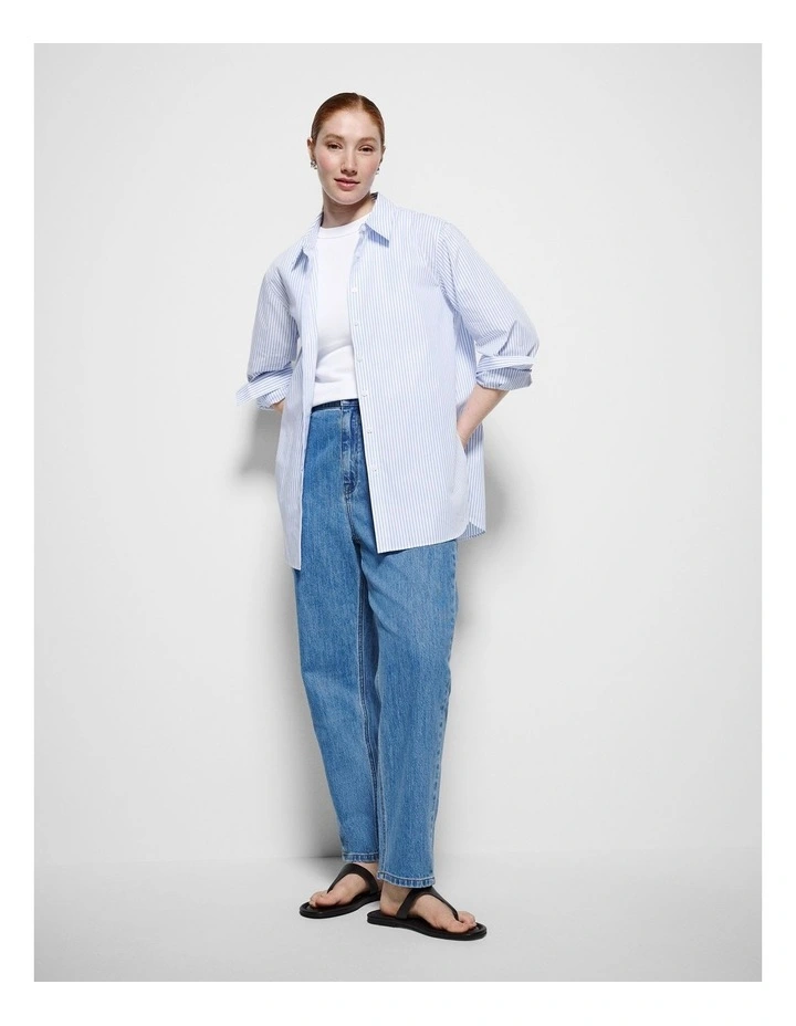 Good Earth Cotton Demi Shirt in Classic Blue Stripe image 7