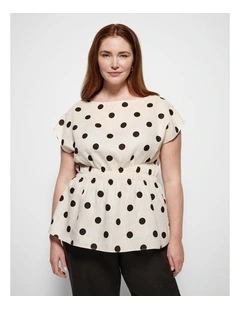 Benni Top in Flax and Bitter Chocolate Spot