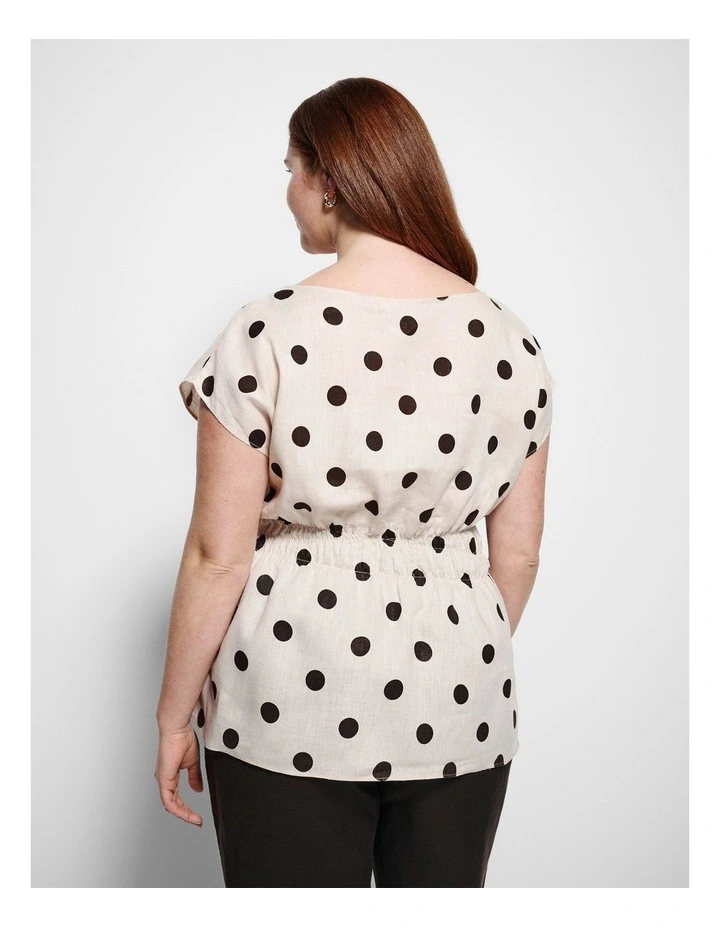 Benni Top in Flax and Bitter Chocolate Spot image 3