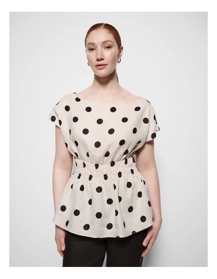 Benni Top in Flax and Bitter Chocolate Spot image 5