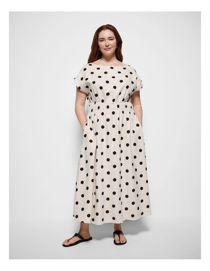 Benni Dress in Flax and Bitter Chocolate Spot image 1