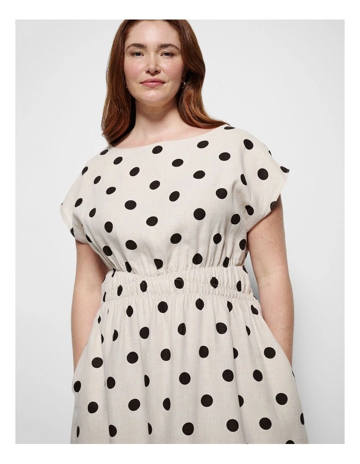Benni Dress in Flax and Bitter Chocolate Spot image 2