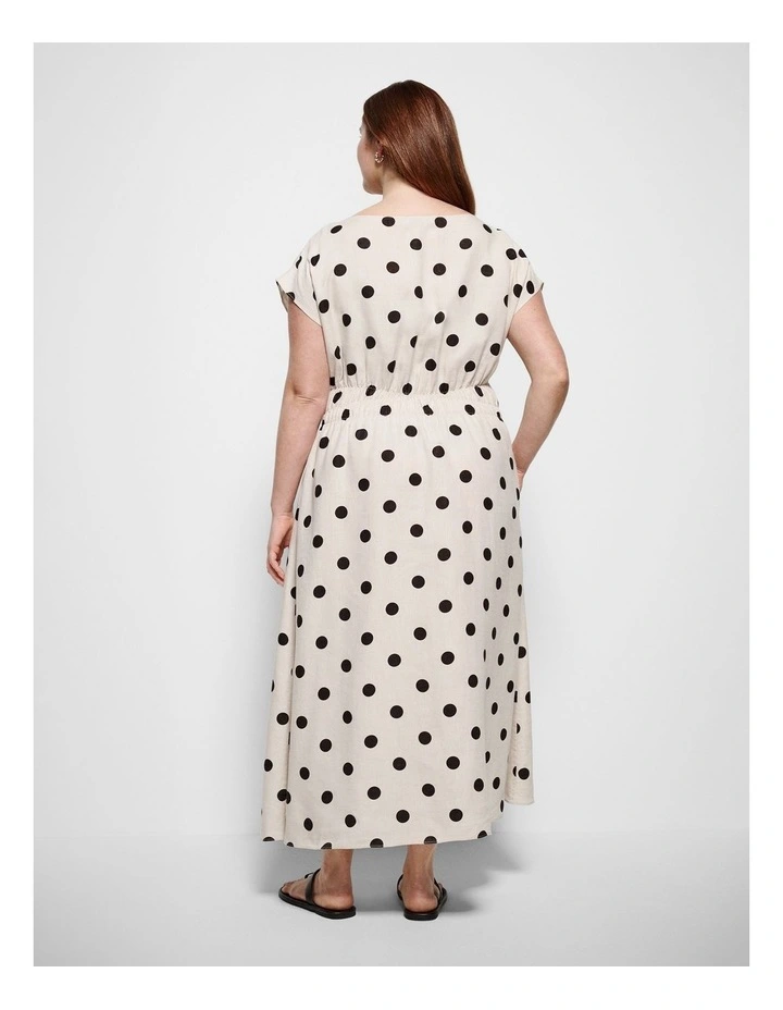 Benni Dress in Flax and Bitter Chocolate Spot image 3